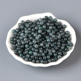 天然乌鸡翡翠圆珠散珠diy串珠配珠手工饰品配件材料串珠单珠配件