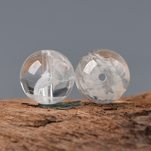 7A天然水晶雪花幽灵圆珠diy手工饰品配件材料串珠手串项链水晶