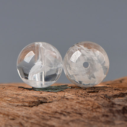 7A天然水晶雪花幽灵圆珠diy手工饰品配件材料串珠手串项链水晶