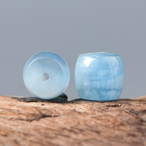 天然水晶海蓝宝老型桶珠DIY配件