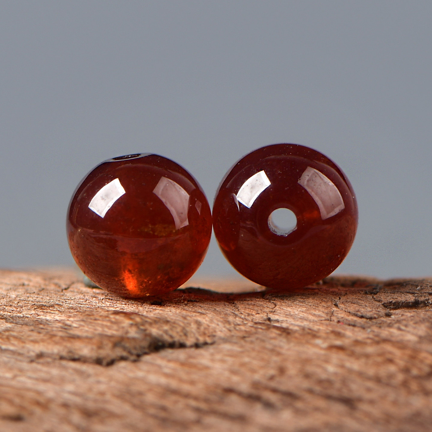 天然水晶橙红石榴石散珠DIY配件