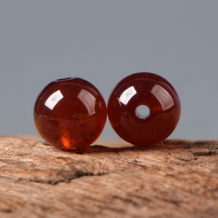 天然水晶橙红石榴石散珠diy串珠手串项链配珠手串饰品手工材料