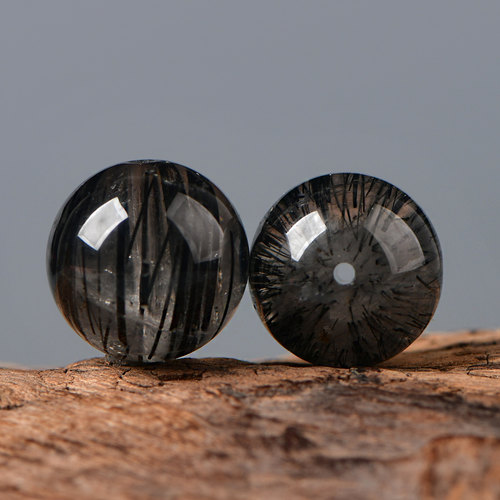 天然奶油体黑发晶散珠子DIY配件