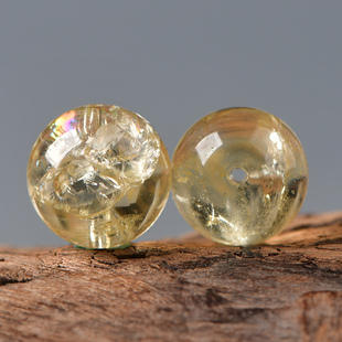 天然水晶柠檬黄阿赛散珠子diy串珠手串项链手链手工饰品配件