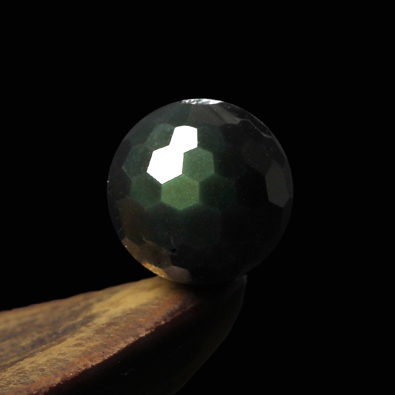 diy天然黑曜石刻面水晶手工散珠