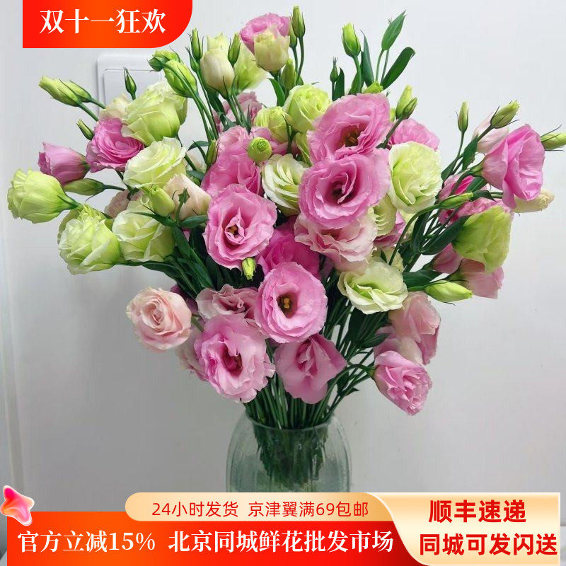 粉色洋桔梗鲜切花10枝家用瓶插花