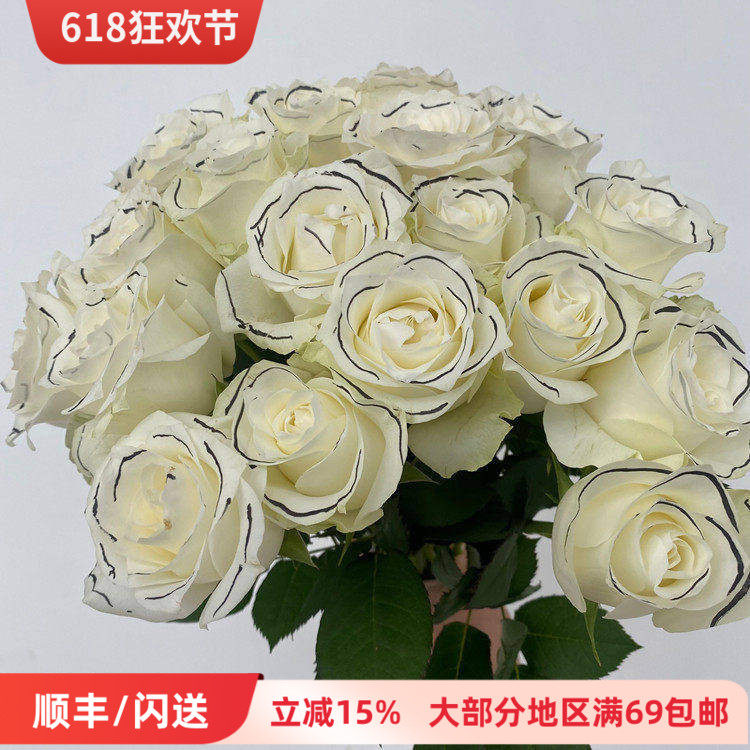 网红手绘新视觉眼线玫瑰香奈儿玫瑰 一扎20枝家用水瓶插花DIY插花