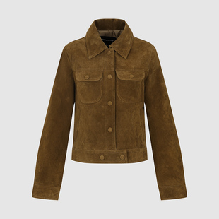 UR国内2025秋季女装时尚琥珀流光风短款皮衣外套UWG150113