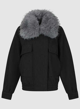 UR国内2025秋季女装时尚休闲风拼接毛领宽松外套UWJ150093