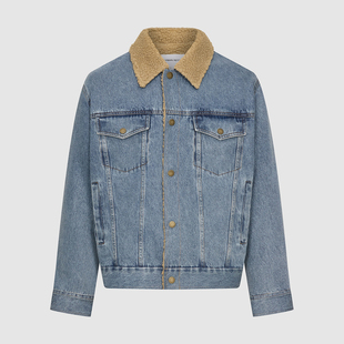 UR国内2025冬季男装休闲撞色翻领多口袋牛仔外套UUY850029