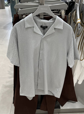 UR国内2025夏季男装时尚通勤古巴领宽松短袖衬衫UMF250071