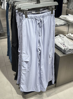UR国内2025春季女装时尚垂感休闲百搭抽绳阔腿裤UYY650024