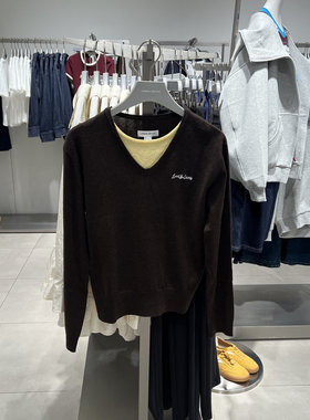 UR国内2025秋季女装休闲撞色假两件字母刺绣针织衫UYL950186