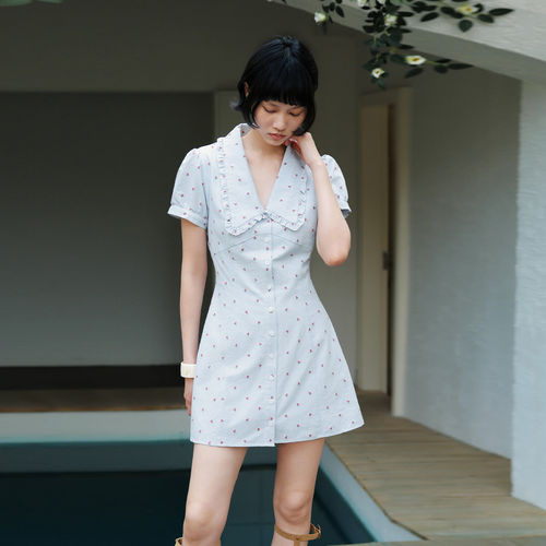 UR国内2026夏季女装甜美樱桃刺绣条纹小碎花连衣裙UYL760005