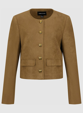 UR国内2025冬季女装气质简约绒面单排扣短款外套UWM160009