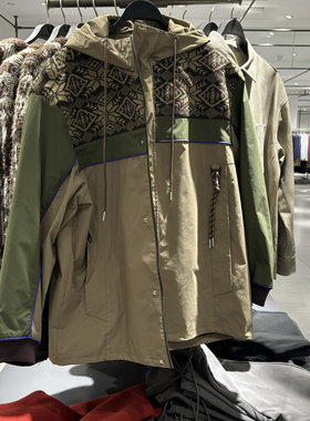 UR国内2025春季男装时尚撞色超宽松连帽夹克外套UML150003