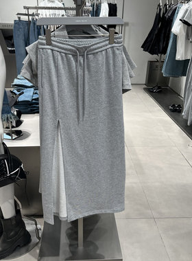 UR国内2025夏季女复古街潮字母松紧腰抽绳开衩半裙UYV550022