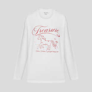 UR国内2025冬季女装都市做旧字母小马印花棉质T恤UYU460001