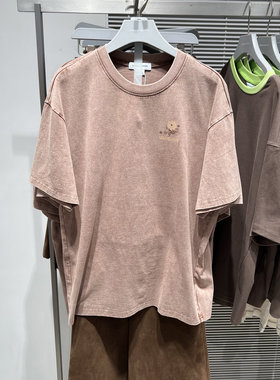 UR国内2025春季女装美式复古水洗印花宽松短袖T恤UYL450024