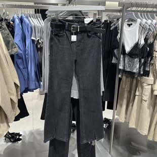 UWJ850097 休闲百搭时髦开衩腰带牛仔长裤 UR国内2025秋季 女装