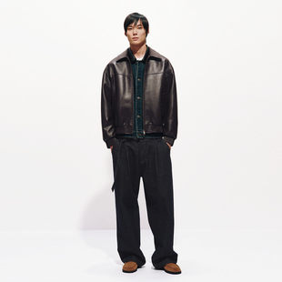 UR国内2026春季男装琥珀流光风PU翻领皮衣夹克外套UMF160004