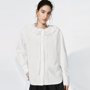 UYU260001 都市蕾丝花边压褶系带开襟衬衫 UR国内2025冬季 女装