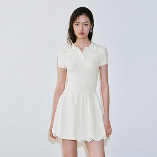 UR国内2026夏季女装休闲简约白色超短针织连衣裙UYL960079