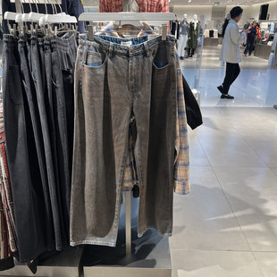 UR国内2025春季男装潮流做旧图案废土风牛仔长裤UMV850015