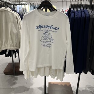 UR国内2026春季女装休闲做旧萌宠印花棉质长袖T恤UYL460025