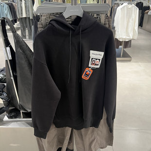 UR国内2025冬季男装休闲风连帽抽绳图案宽松卫衣UUV450082