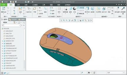 鼠标模型Proe5.0模型带绘图步骤，Proe Creo三维模型设计素材