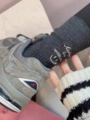 东大门街头2024春季 刺绣字母笑脸棉质中筒袜 网红AB款 新款 女袜韩版