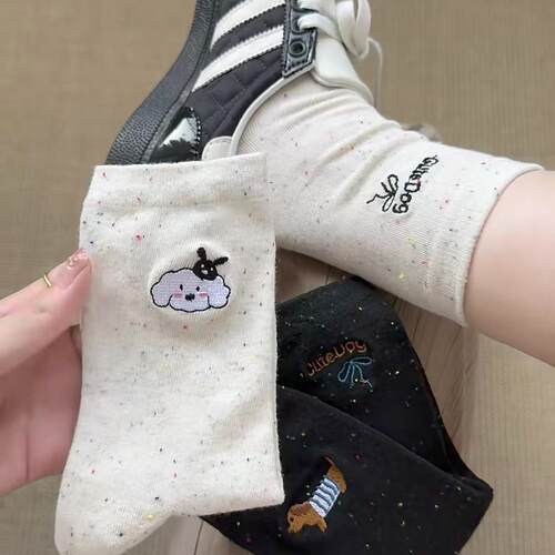 东大门韩网红中筒堆堆袜