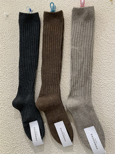 冬季新款加厚保暖羊毛袜东大门街头网红袜筒坑条长腰小腿袜堆堆袜