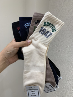 COZY韩国男袜东大门新款街头嘻哈数字1947袜子字母束腰运动中筒袜
