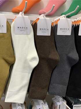 MARCA韩国东大门女袜简约冬新款加厚细腻亲肤羊绒纯色保暖中筒袜