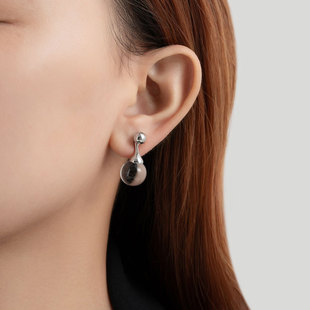 王菲同款透明水晶圆珠耳坠小众高级感简约风耳钉时尚日常个性耳饰