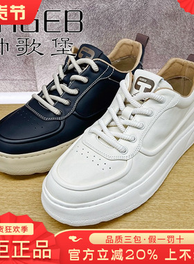 专柜正品帅歌堡男鞋热销春新休闲系带牛皮超轻舒适板鞋GFS41D2825