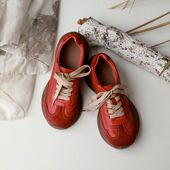 运动皮鞋 琢主人家皮师牛皮单鞋 子2026新款 女鞋 拼色软底 阿甘德训鞋