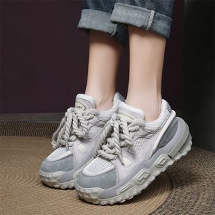 宽松 版 型高颜值潮女老爹个性 百搭羊皮鞋 厚底休闲圆头2025新款