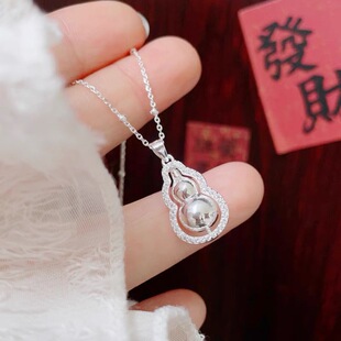 闪钻葫芦项链女轻奢ins小众简约梦幻圆形锁骨链颈饰