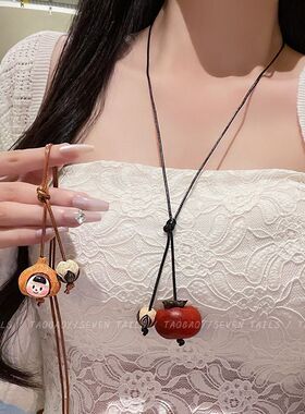 蜡绳木珠番茄大蒜吊坠项链个性时