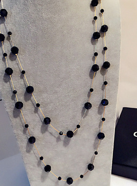 长款水晶双层项链韩版东大门个性