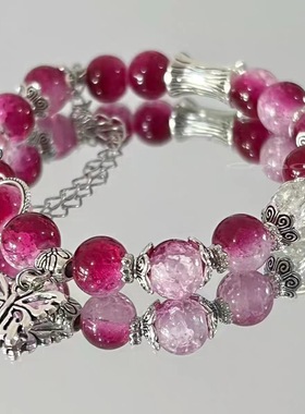 魏无羡同款酒红碎花手链