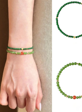 绿色玛瑙串珠手链时尚小众仿玉设