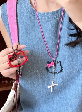 蜡绳小猫蝴蝶结吊坠项链韩系简约