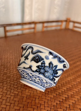 见欢集 柴窑明青花绣球琛宝薄胎马蹄小主人杯 景德镇陶瓷礼品