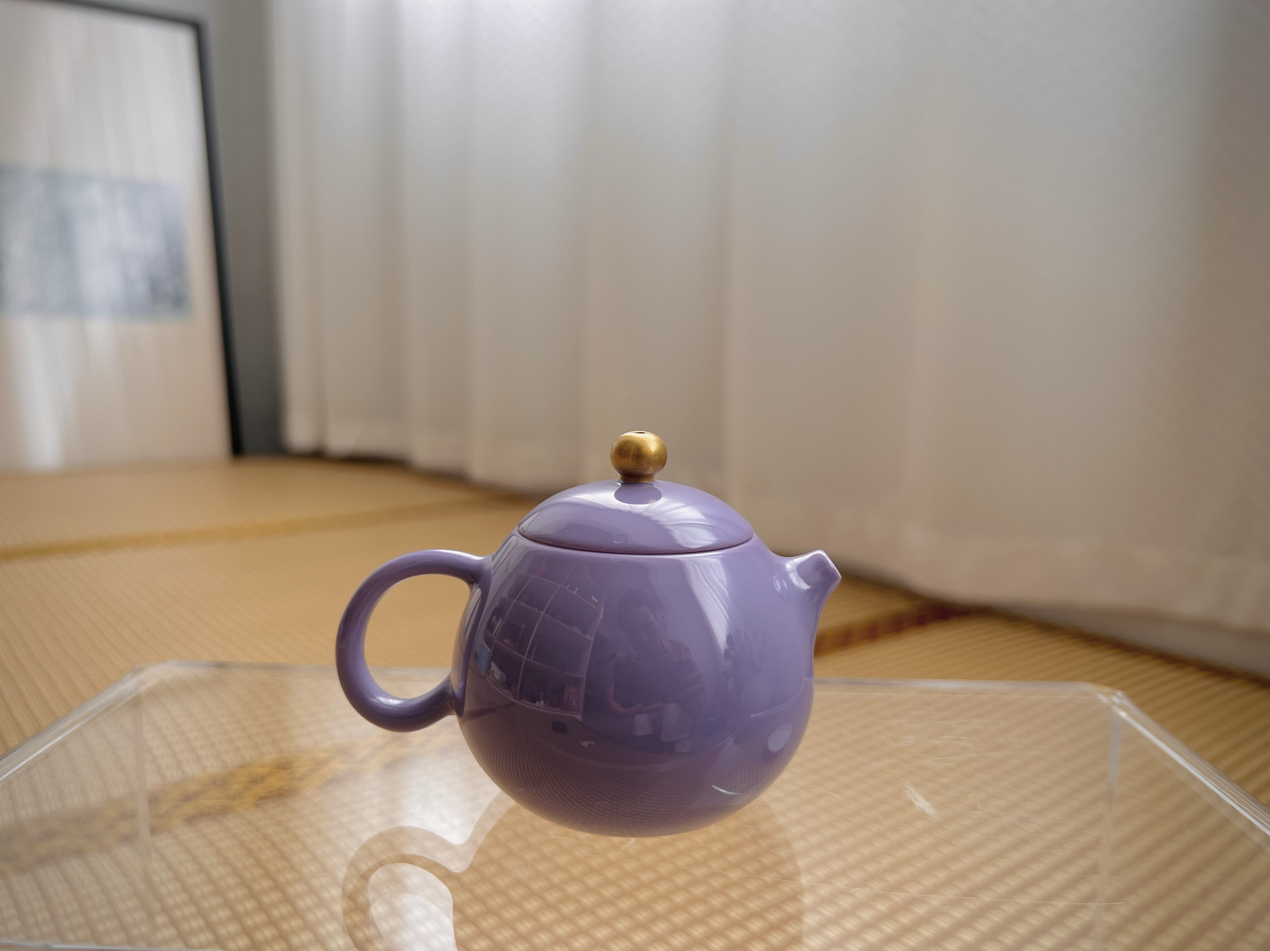 见欢集藕荷色色釉描金小西施壶莫兰迪色系紫色小茶壶