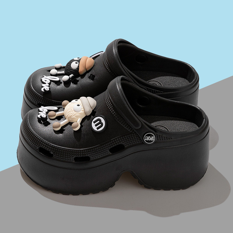 松糕鞋厚底洞洞鞋两穿超高跟拖鞋