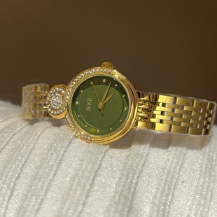 IEKE 新款月轮镶钻圆盘钢带手表女高级风气质小众精致女士显白表